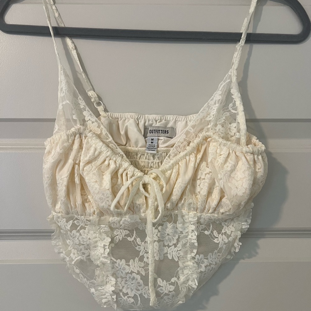 Urban Outfitters Ivory Lace Crop Top